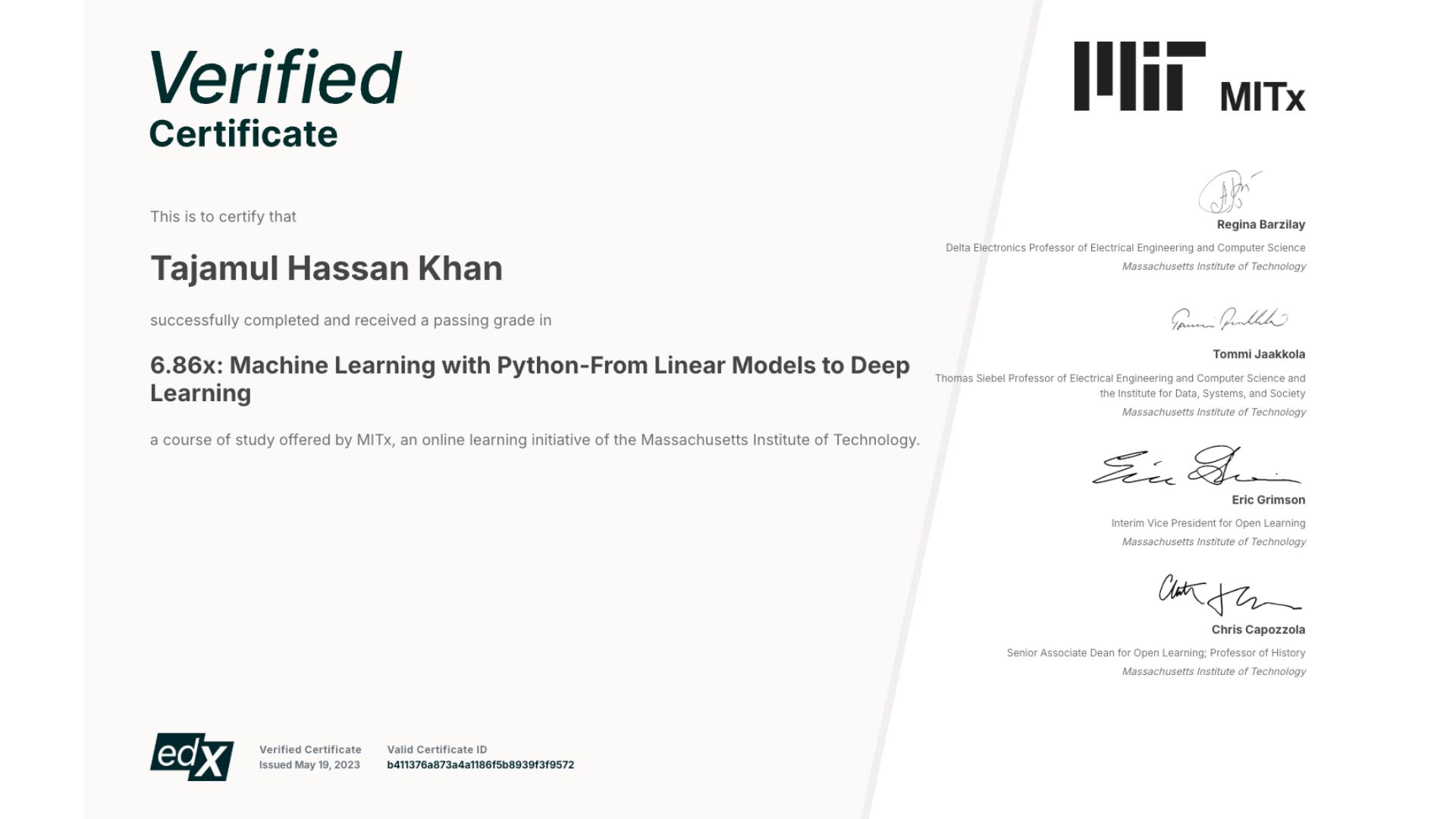 MIT machine learning credential preview
