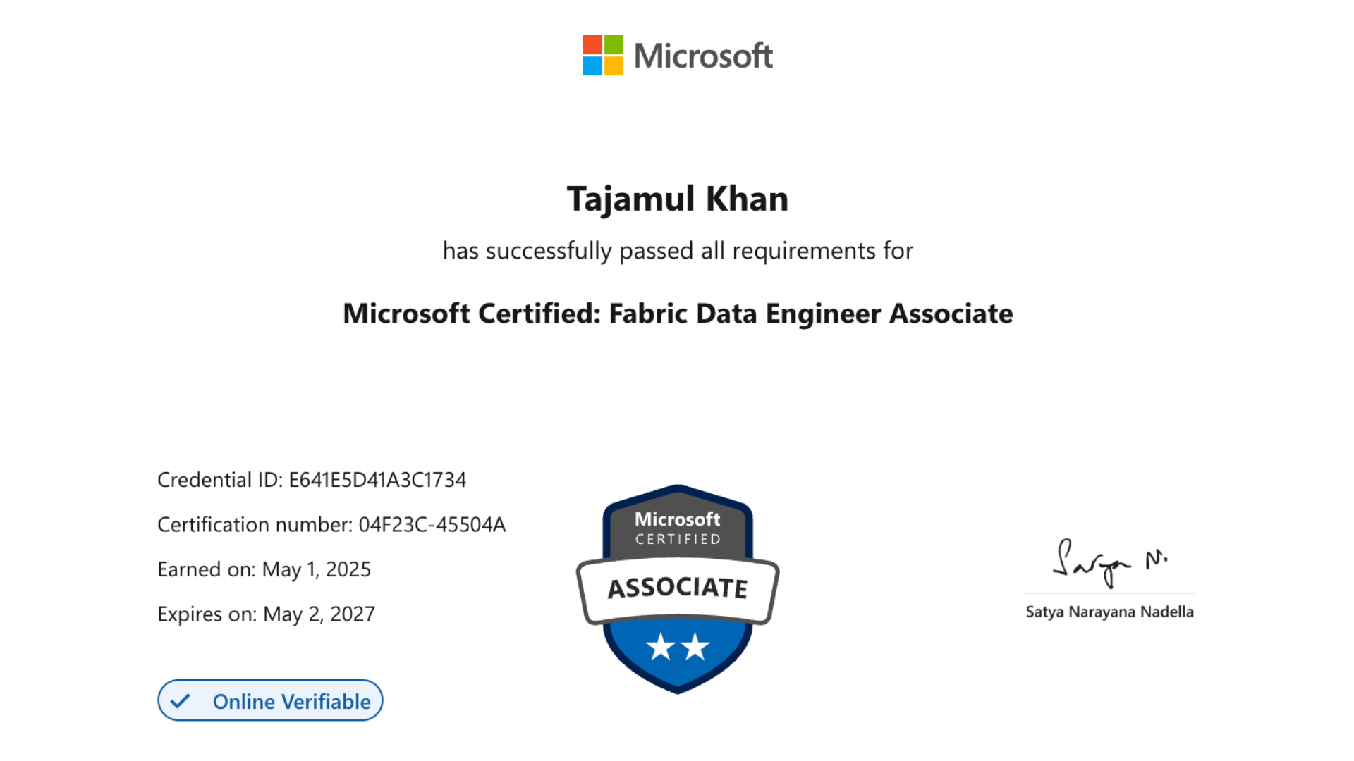 Microsoft Fabric Data Engineer credential preview